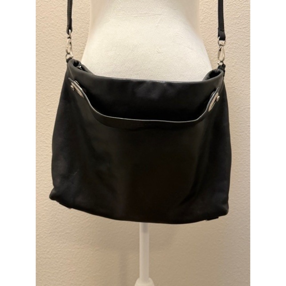 SKAGEN Denmark Mikkeline Black Leather Satchel Soft Pebbled‎ Shoulder Bag EUC